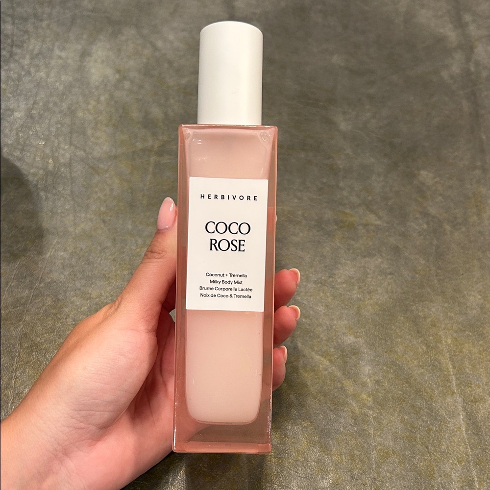 Herbivore Botanicals Coco Rose Coconut + Tremella Milky Body Mist.